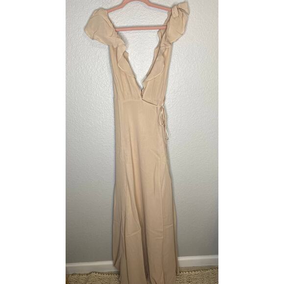 Reformation NWT Peppermint Maxi Gown Dress in Champagne M - Picture 1 of 9